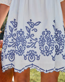 Benson Cotton Eyelet Babydoll Dress - Off White Blue InsStreet