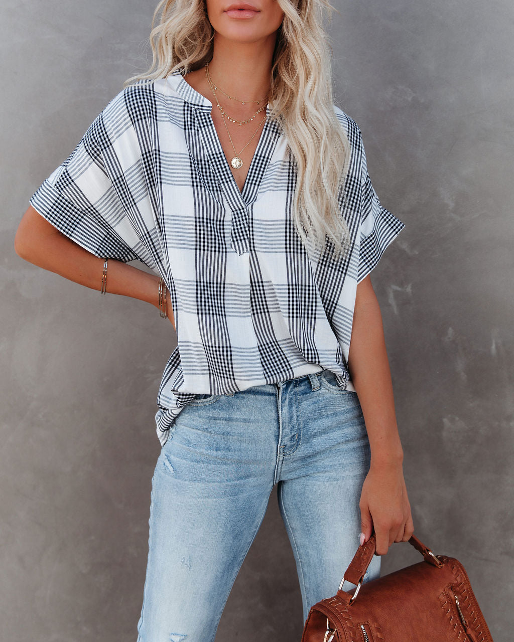Be Organic Plaid Relaxed Top InsStreet