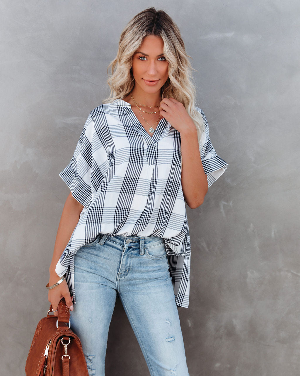 Be Organic Plaid Relaxed Top InsStreet