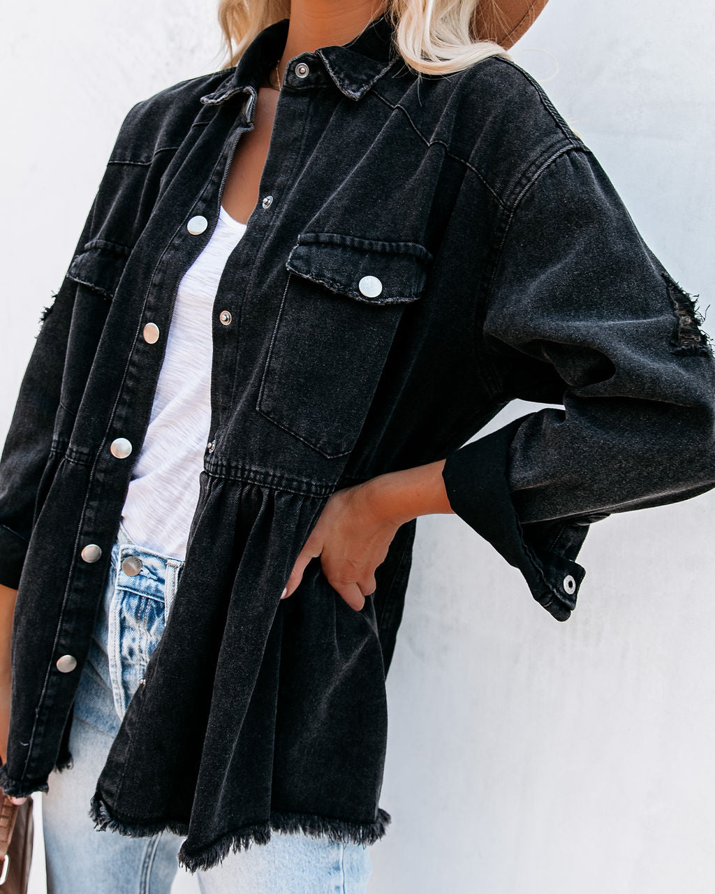 Best Distressed Denim Button Down Shirt Jacket InsStreet