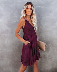 Best Of My Love Pocketed Lace Ruffle Dress - Plum InsStreet