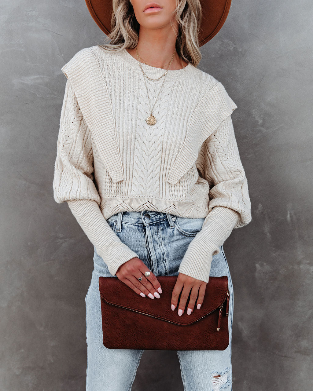 Bethany Cable Knit Ruffle Sweater - FINAL SALE InsStreet