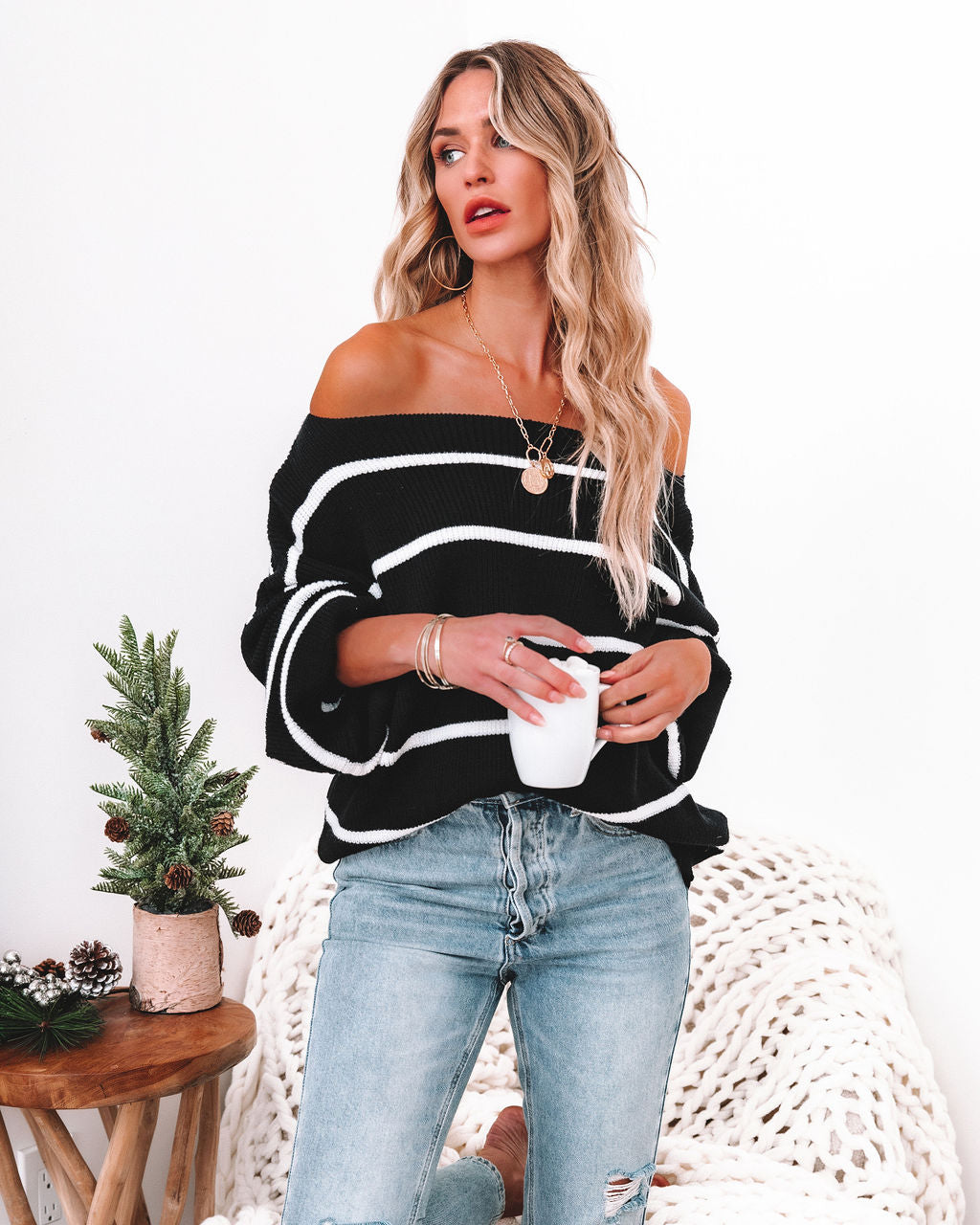 Beth Striped Knit Sweater - Black - FINAL SALE InsStreet