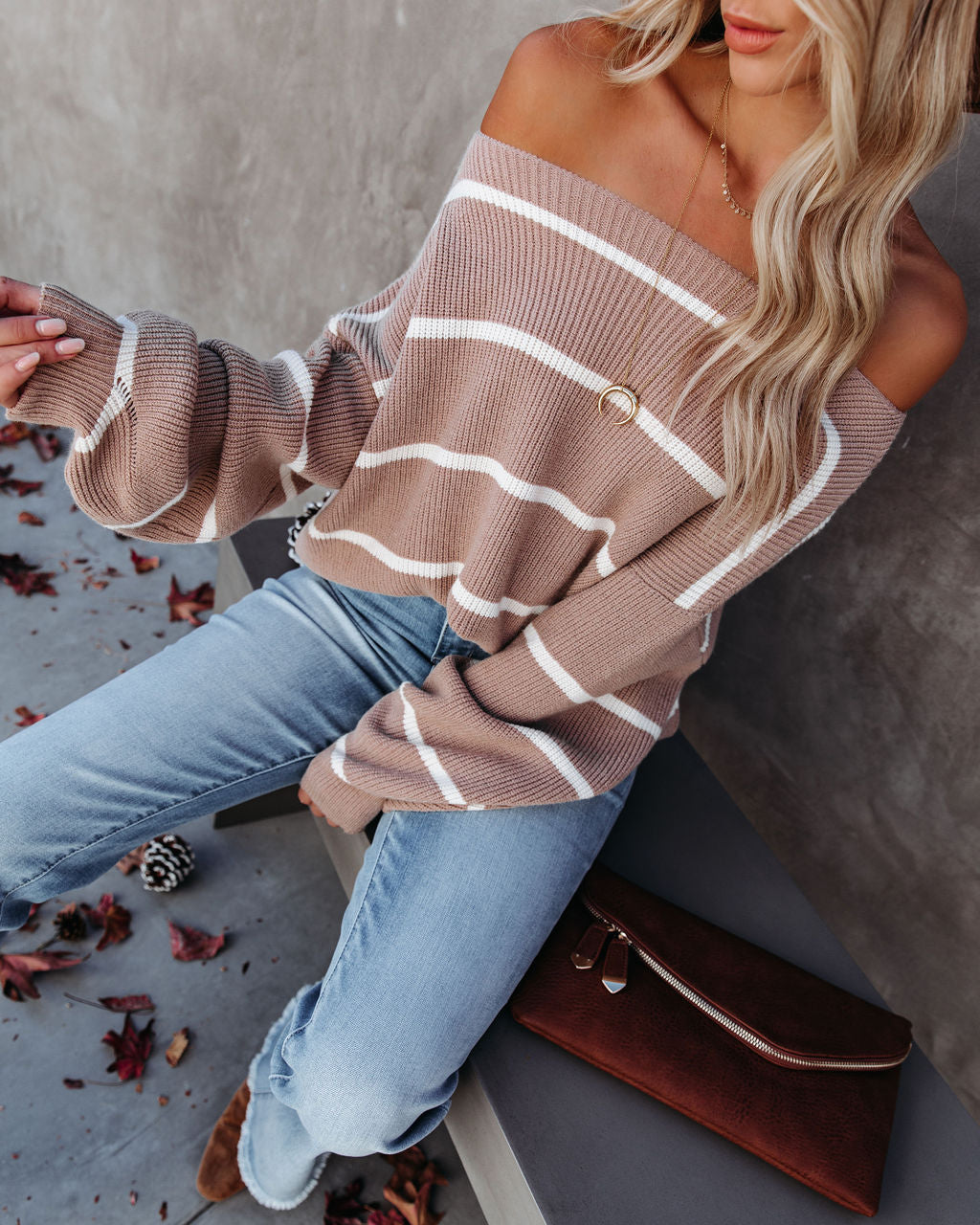 Beth Striped Knit Sweater - Tan - FINAL SALE InsStreet