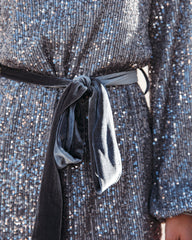 Better Than A Gift Sequin Tie Dress - Metallic Silver - FINAL SALE InsStreet