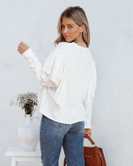 Bisso Cotton Blend Long Sleeve Ruffle Top InsStreet