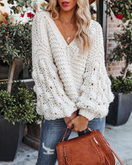 Blanket Of Snow Handmade Chunky Knit Sweater - Soy Milk - FINAL SALE InsStreet