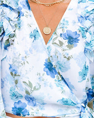 Bleu De France Floral Chiffon Ruffle Wrap Blouse - FINAL SALE InsStreet