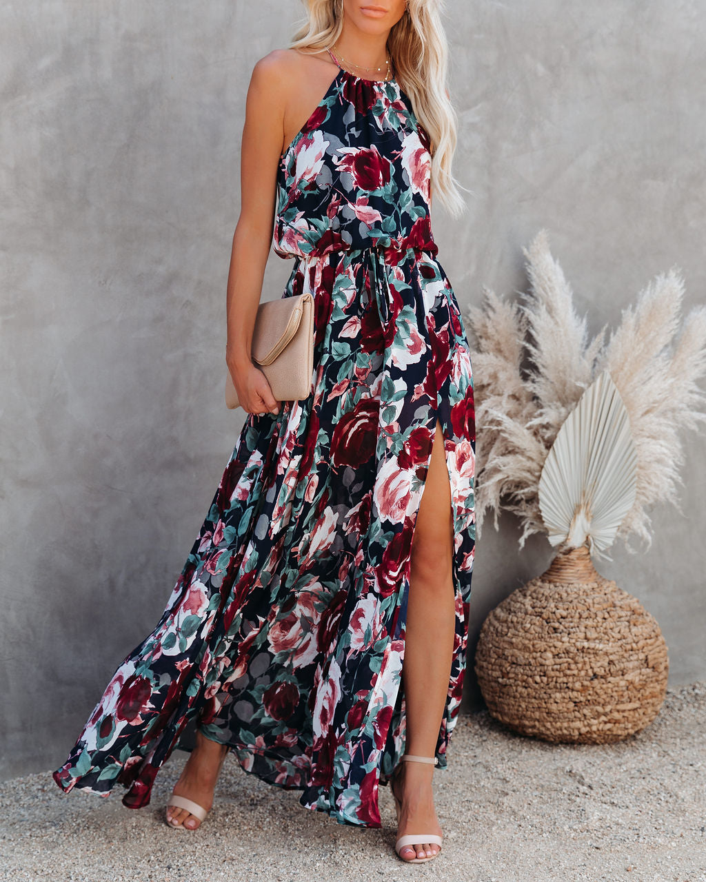 Bloomed Halter Maxi Dress InsStreet