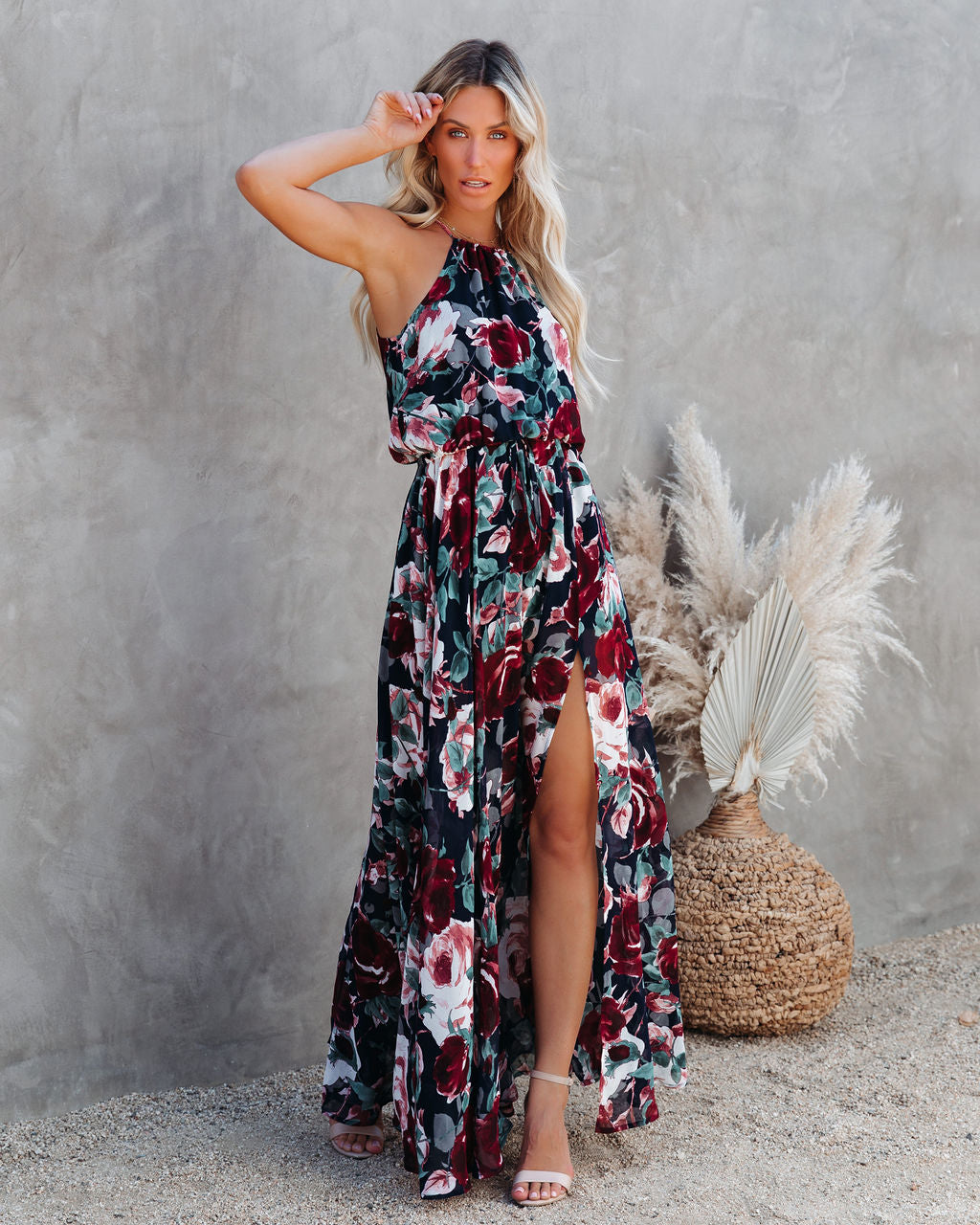 Bloomed Halter Maxi Dress InsStreet