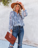 Blue With Bliss Printed Button Down Crop Blouse - FINAL SALE InsStreet