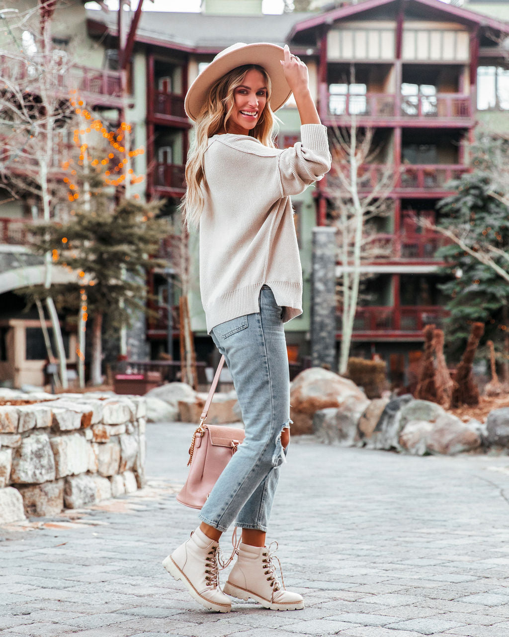 Bonnie Cotton Relaxed Knit Sweater - Beige - FINAL SALE InsStreet