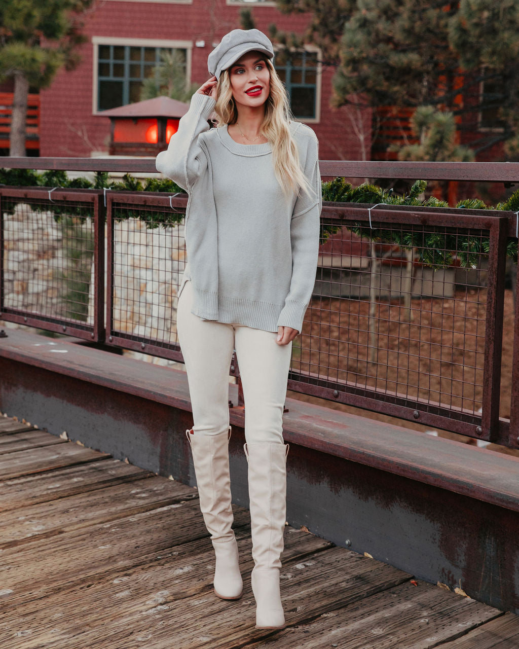 Bonnie Cotton Relaxed Knit Sweater - Grey - FINAL SALE InsStreet