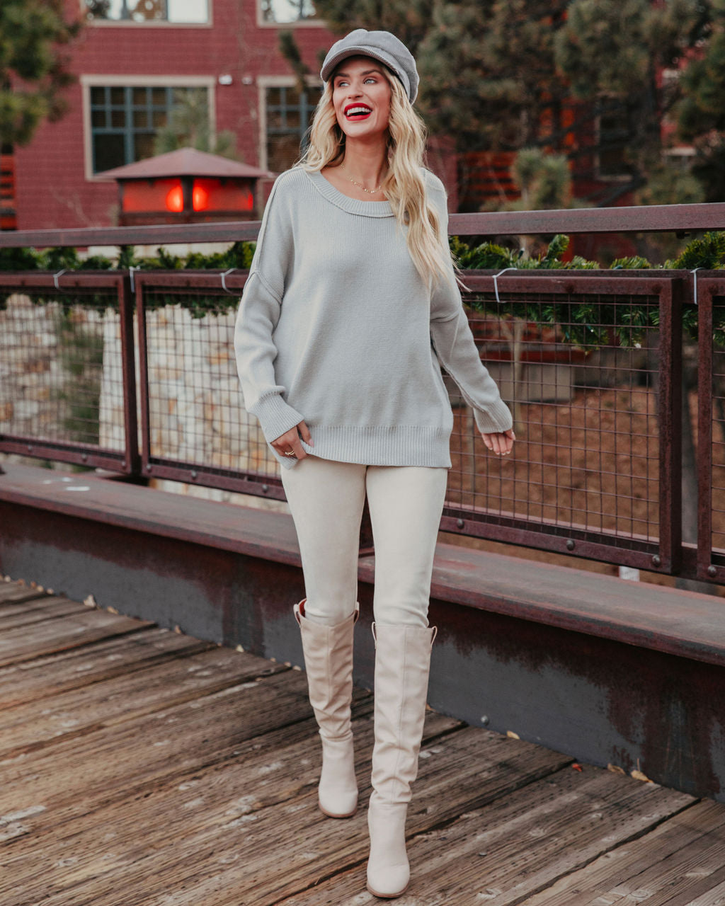 Bonnie Cotton Relaxed Knit Sweater - Grey - FINAL SALE InsStreet