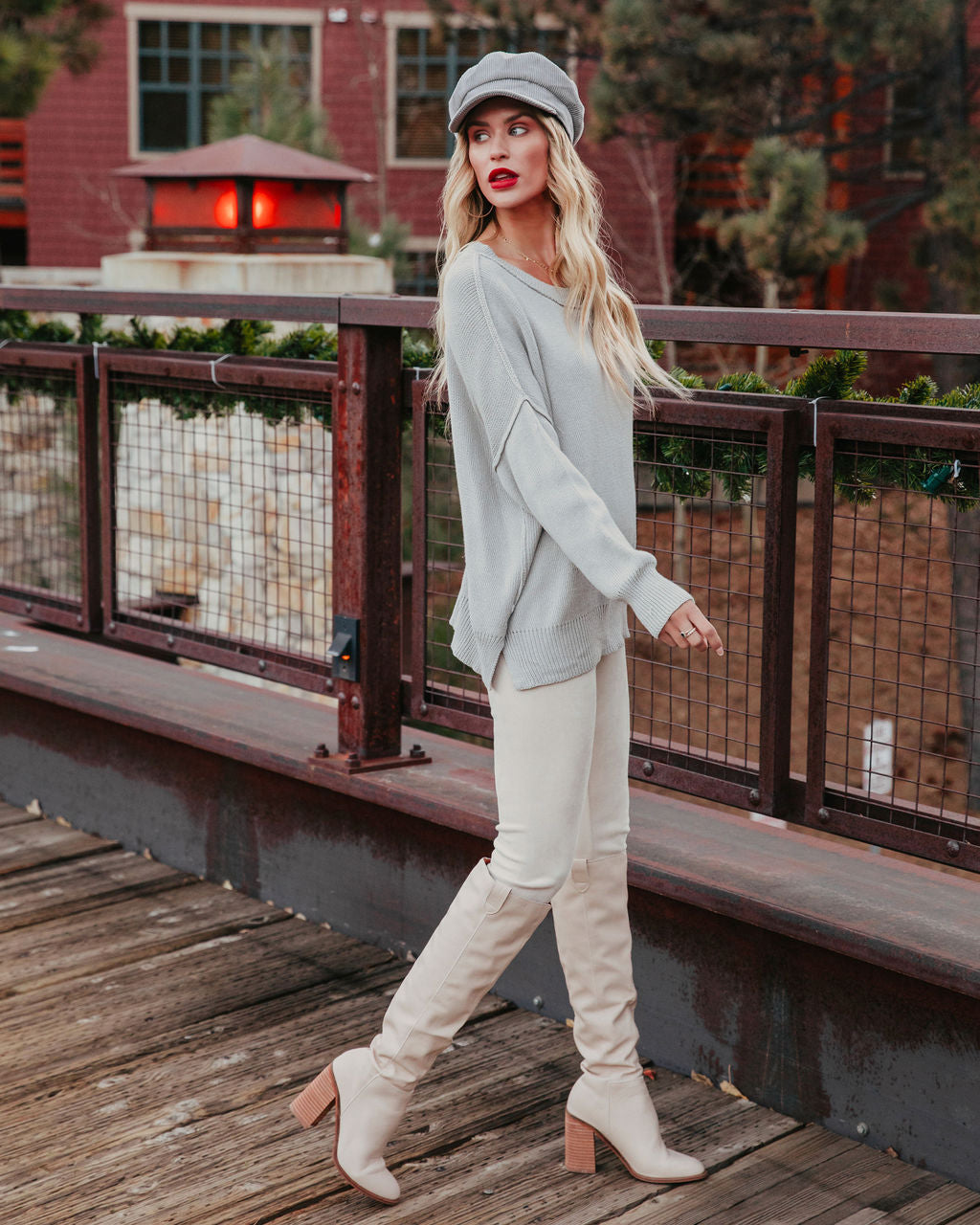 Bonnie Cotton Relaxed Knit Sweater - Grey - FINAL SALE InsStreet