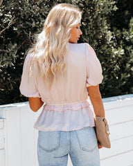 Born To Shine Satin Ruffle Blouse - Blush InsStreet