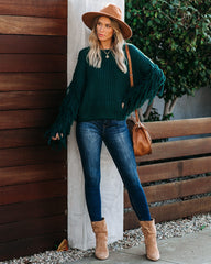 Bowman Fringe Knit Sweater - Hunter Green InsStreet