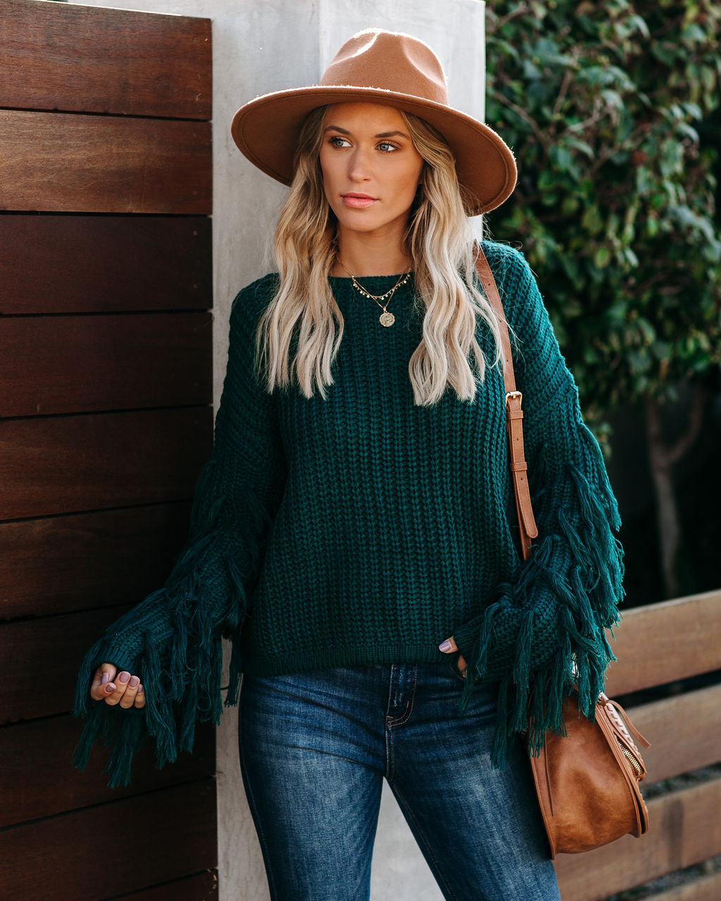 Bowman Fringe Knit Sweater - Hunter Green InsStreet