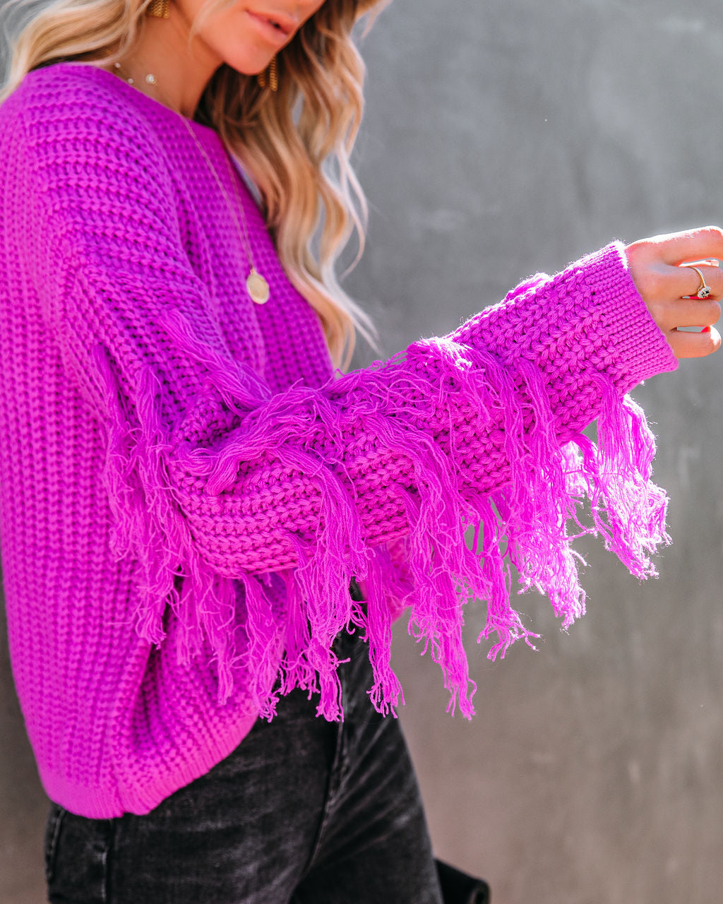 Bowman Fringe Knit Sweater - Orchid InsStreet