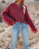 Bowman Fringe Knit Sweater - Red Bean InsStreet