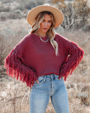 Bowman Fringe Knit Sweater - Red Bean