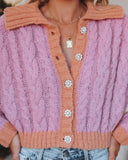 Bradie Crop Cable Knit Cardigan - Lilac - FINAL SALE Insstreet