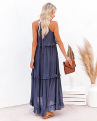 Brave Soul Pocketed Halter Maxi Dress - Navy Insstreet