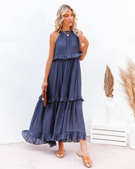 Brave Soul Pocketed Halter Maxi Dress - Navy Insstreet