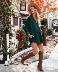 Brayden Corduroy Pocketed Button Down Tunic - Pine - FINAL SALE Insstreet