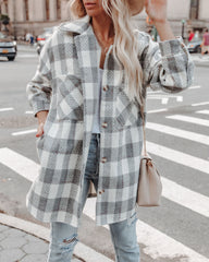 Bridgeview Pocketed Plaid Coat - Grey - FINAL SALE Ins Street