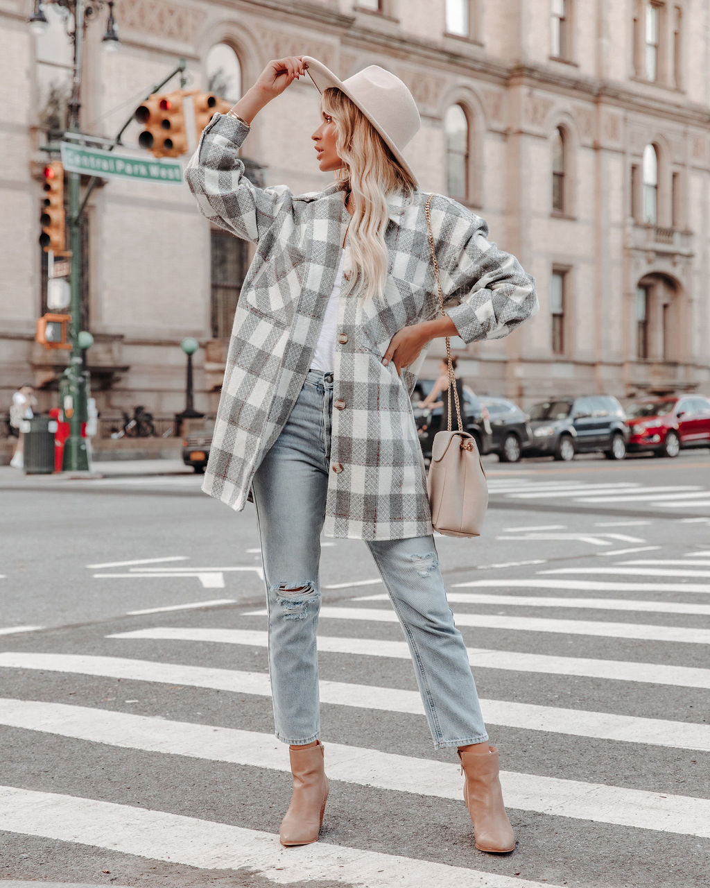 Bridgeview Pocketed Plaid Coat - Grey - FINAL SALE Ins Street