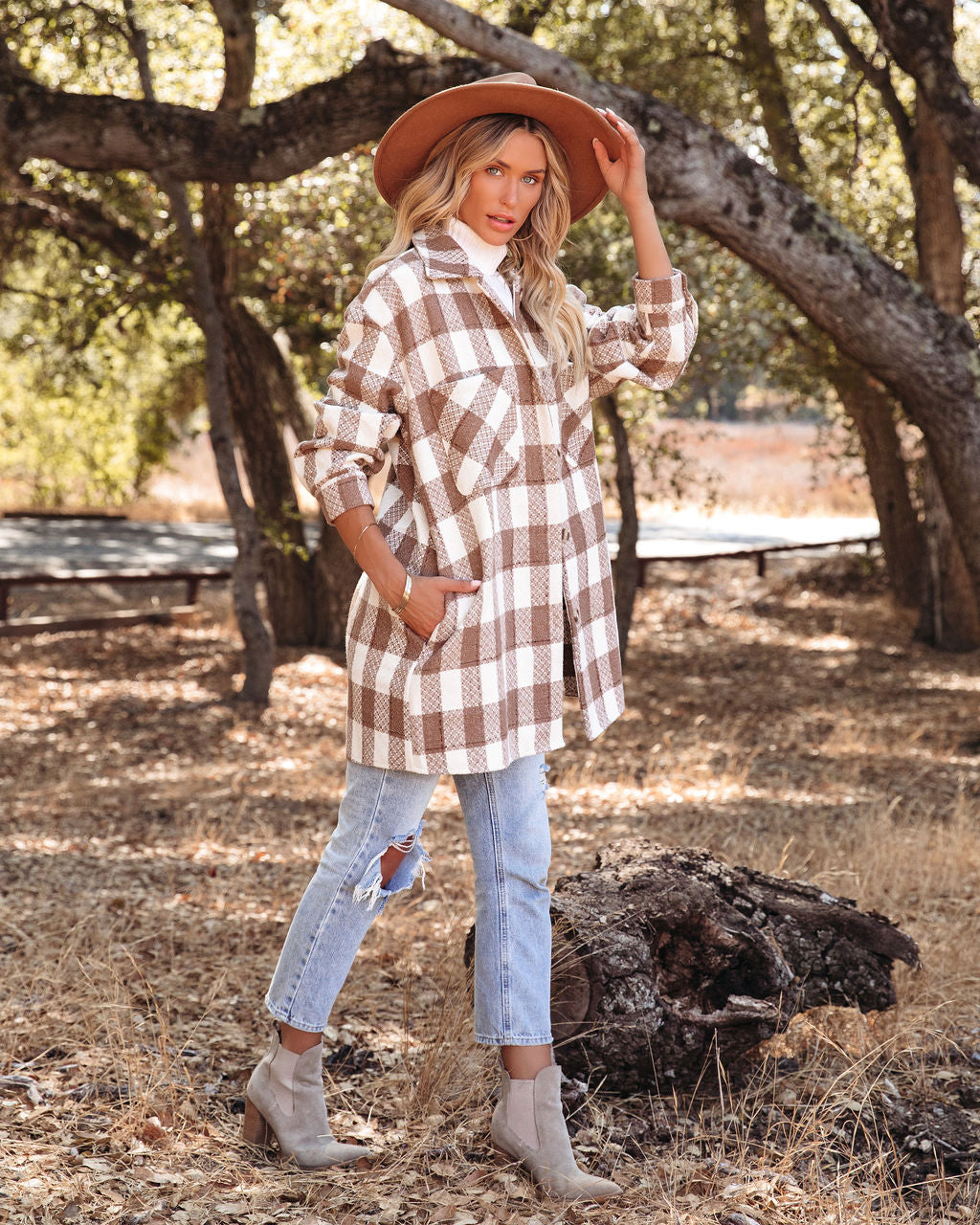 Bridgeview Pocketed Plaid Coat - Mocha - FINAL SALE Ins Street