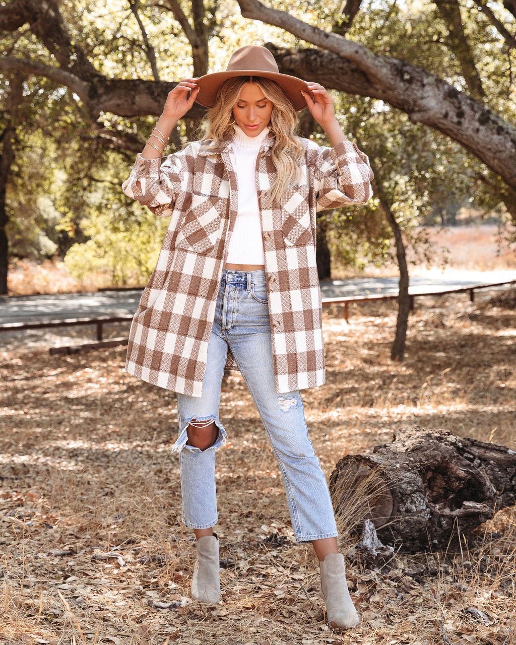 Bridgeview Pocketed Plaid Coat - Mocha - FINAL SALE Ins Street