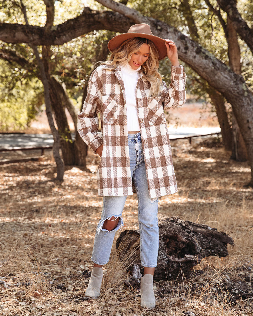 Bridgeview Pocketed Plaid Coat - Mocha - FINAL SALE Ins Street