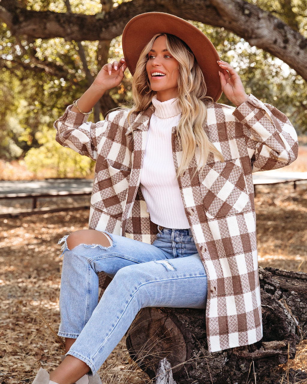 Bridgeview Pocketed Plaid Coat - Mocha - FINAL SALE Ins Street