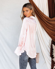 Brielle Satin Button Down Ruffle Blouse Ins Street