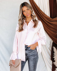 Brielle Satin Button Down Ruffle Blouse Ins Street