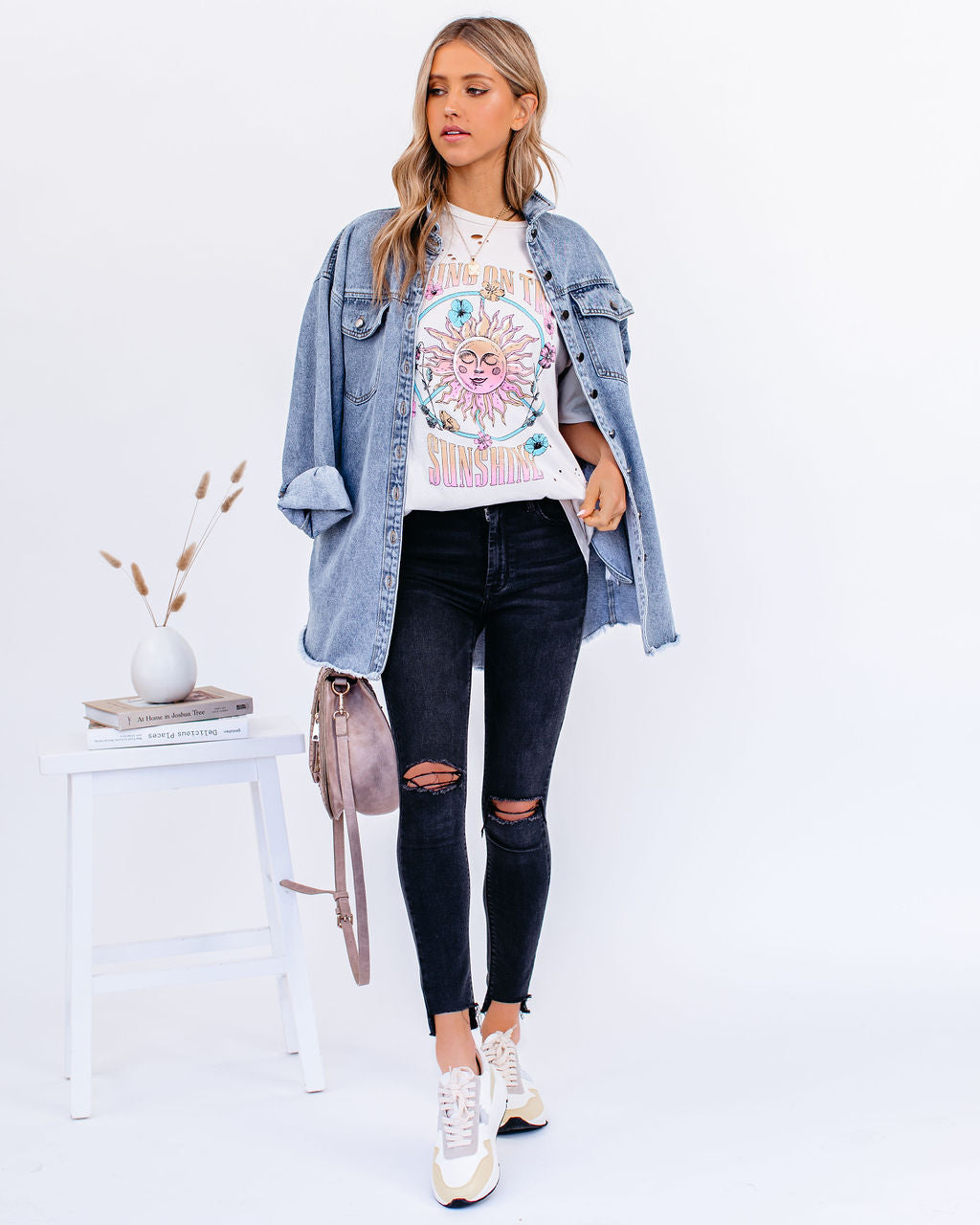 Bring On The Sunshine Cotton Distressed Tee Ins Street