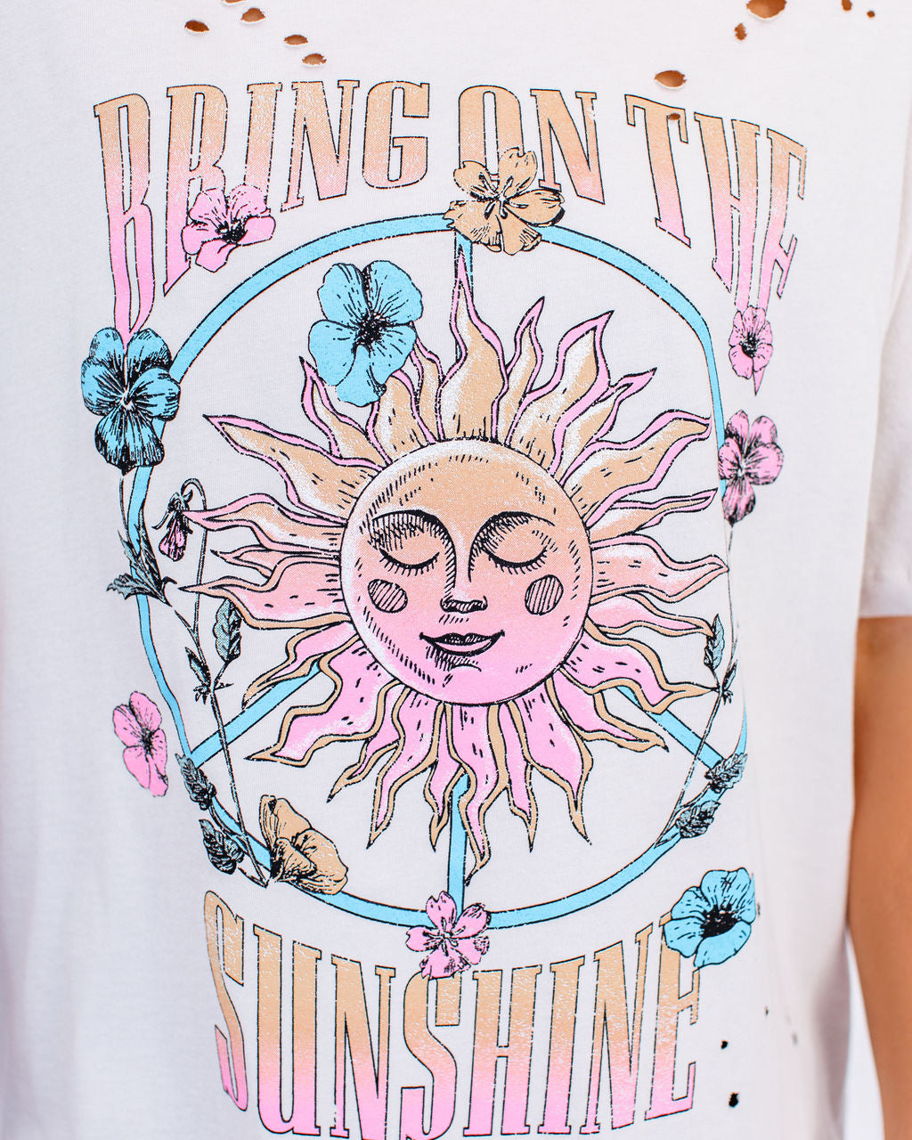 Bring On The Sunshine Cotton Distressed Tee Ins Street