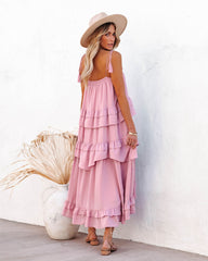 Brisbane Tiered Tassel Midi Dress - Mauve Ins Street