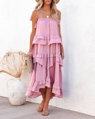 Brisbane Tiered Tassel Midi Dress - Mauve Ins Street