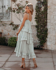 Brisbane Tiered Tassel Midi Dress - Sage Ins Street