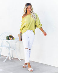 Brison Cotton Blend French Terry Pullover - Lime Ins Street