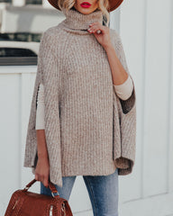 Brodie Turtleneck Knit Poncho Sweater Ins Street