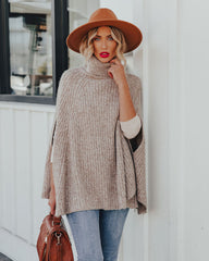 Brodie Turtleneck Knit Poncho Sweater Ins Street