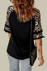 Easter Leopard Frill Trim Half-Sleeve Top Ins Street