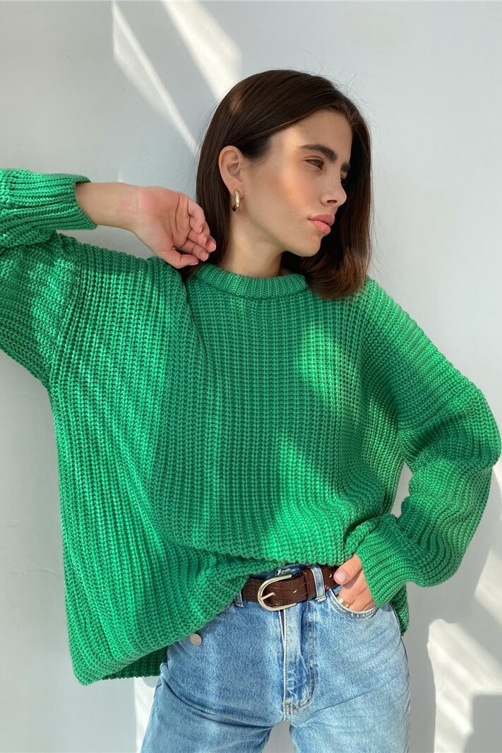 Loose Candy Color Round Neck Sweater Ins street