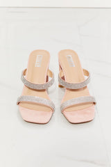 MMShoes Leave A Little Sparkle Rhinestone Block Heel Sandal in Pink Ins Street