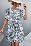 Leopard Print Ruffle Shoulder Mini Dress Ins Street