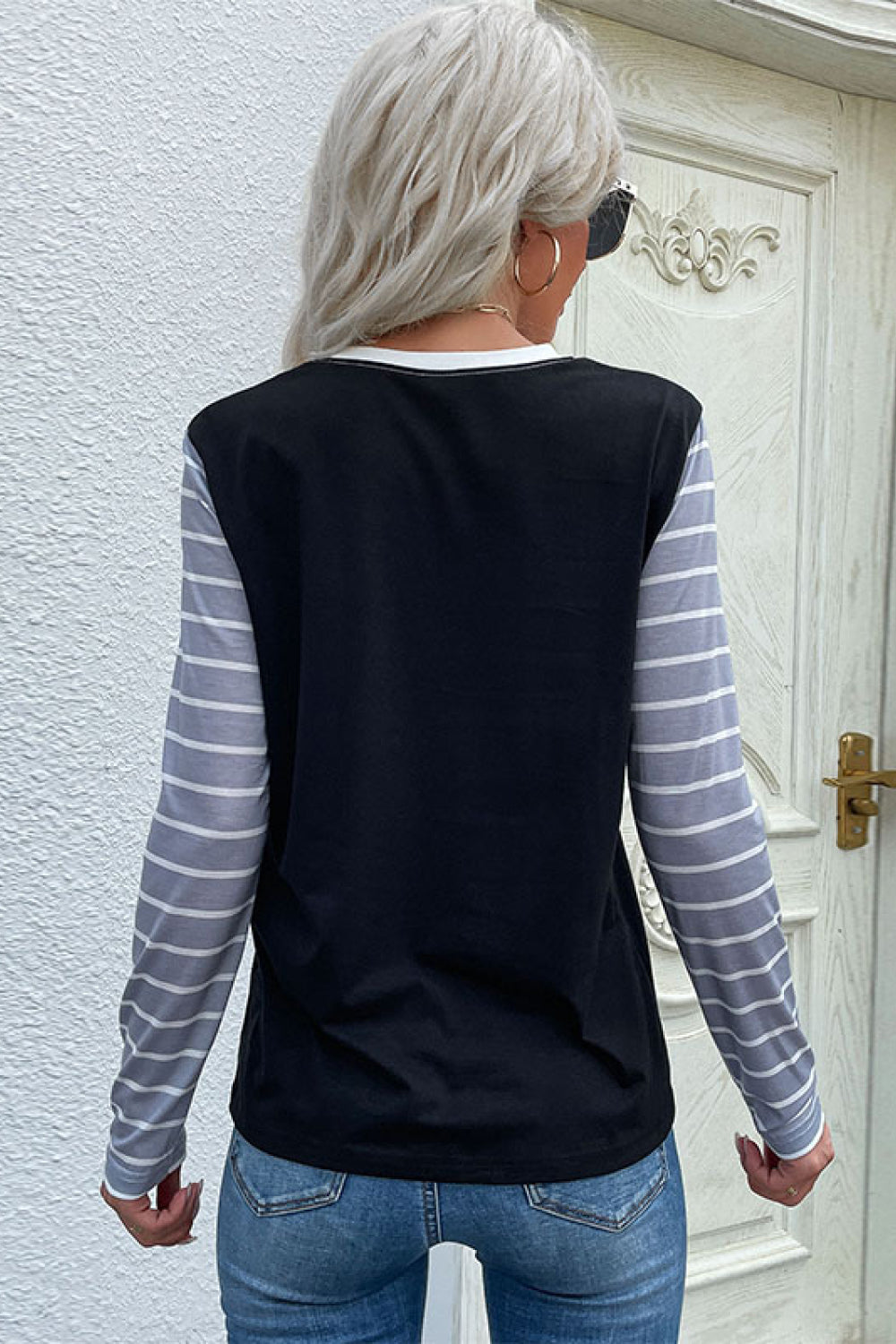 Mixed Print Round Neck Tee Shirt Ins Street